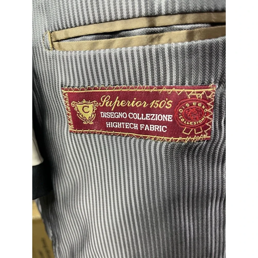 Caravelli Striped Super 150s Gray Mens 2pc Suit Jacket Pants 42R 36x30
